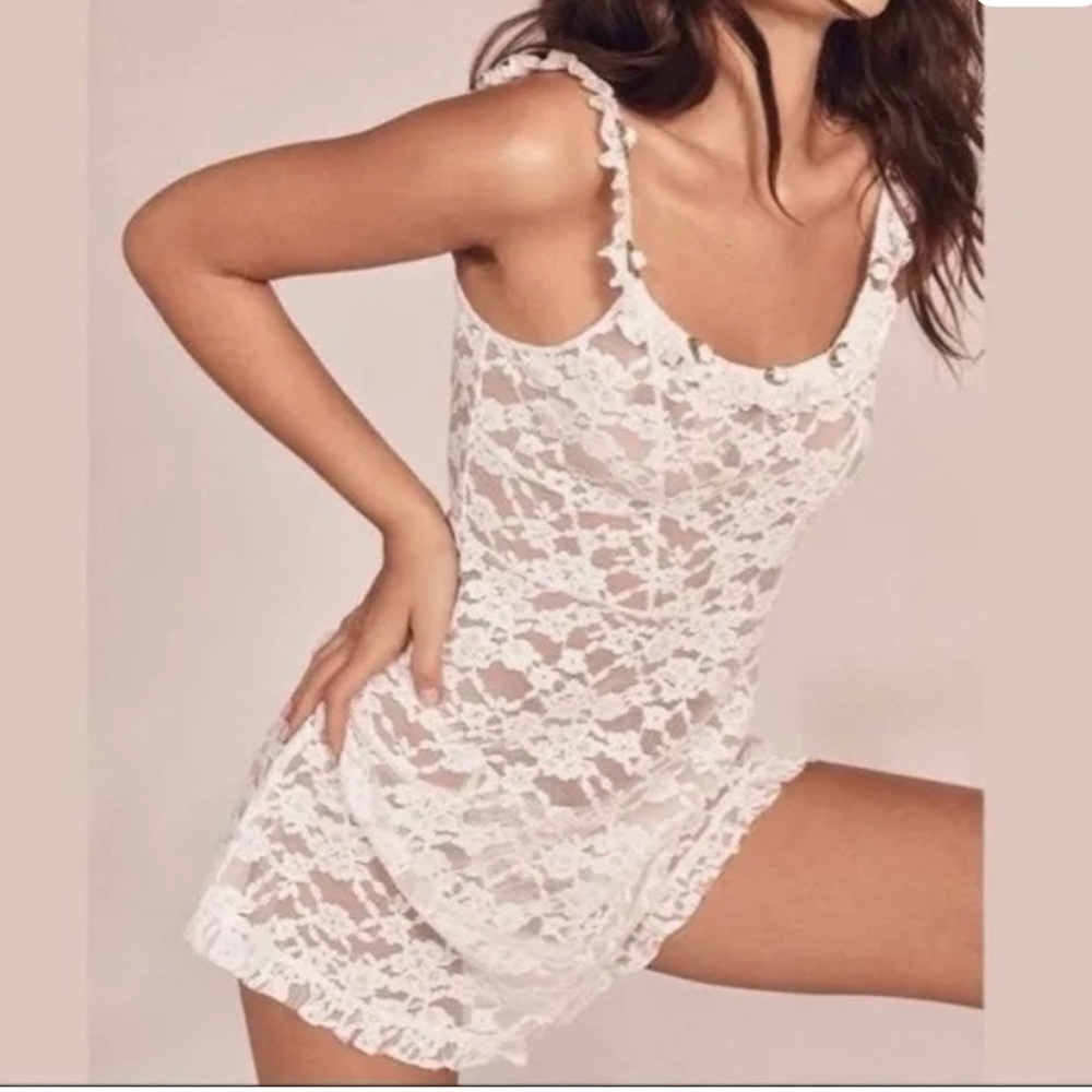 For Love And Lemons white Floral Lace Chemise